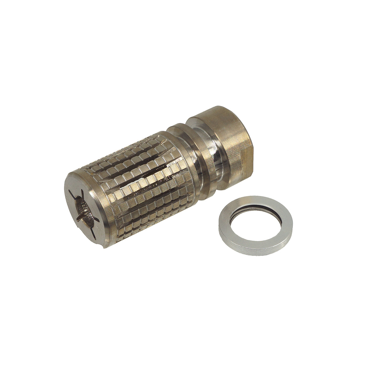 5KU Stainless KAC PDW Style Airsoft Muzzle Brake for 14mm- ( 5KU-105 )