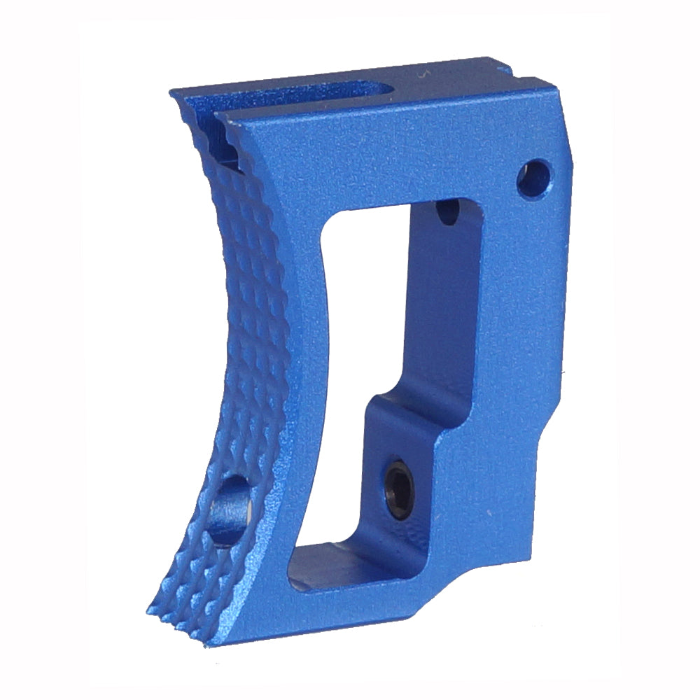 Blue metal component on a white background