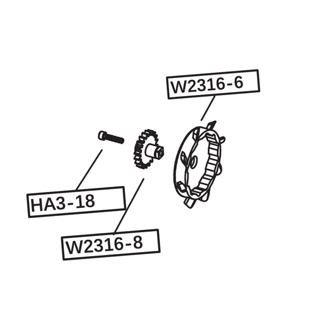 WELL Pro Replacement Feeding Gear for WE23 Minigun AEG ( WP-W23-005 )