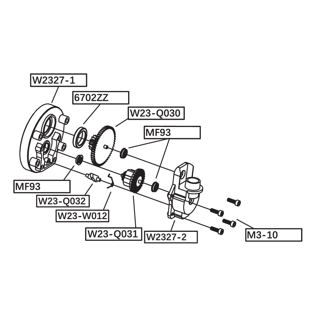 WELL Pro Replacement Gearbox Set for WE23 Minigun AEG ( WP-W23-009 )